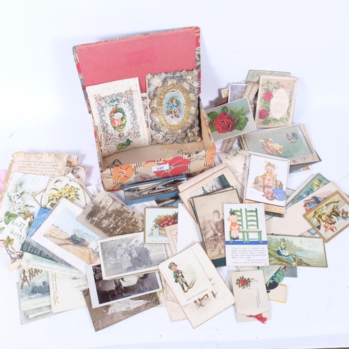 145 - A box containing various Vintage postcards, including Mabel Lucy Atwell, humorous greeting cards, pr... 