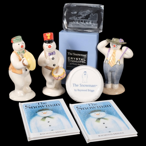 153 - ROYAL DOULTON - THE SNOWMAN - 3 porcelain figures, including Drummer Snowman, Cymbal Player, and Sty... 