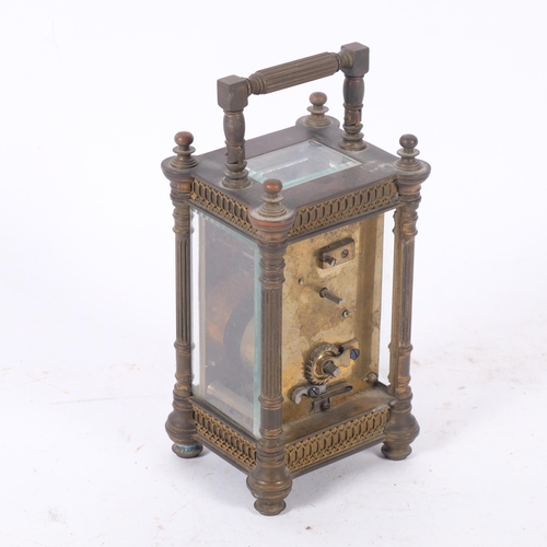 164 - A French gilt-brass and tortoiseshell carriage clock (A/F), H13.5cm