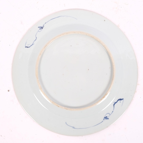 191 - A Chinese blue and white porcelain plate, with painted botanical design, diameter 27cm