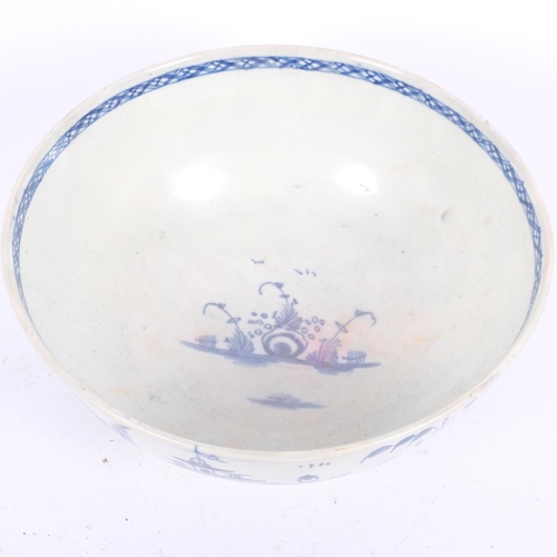 194 - An 18th century Chinese blue and white footed bowl, hand painted decoration, diameter 22cm