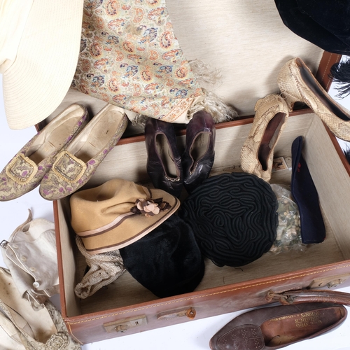 226 - A collection of Vintage lady's court shoes, hats, including 1 by Otto Lucas for Fortnum & Mason, etc