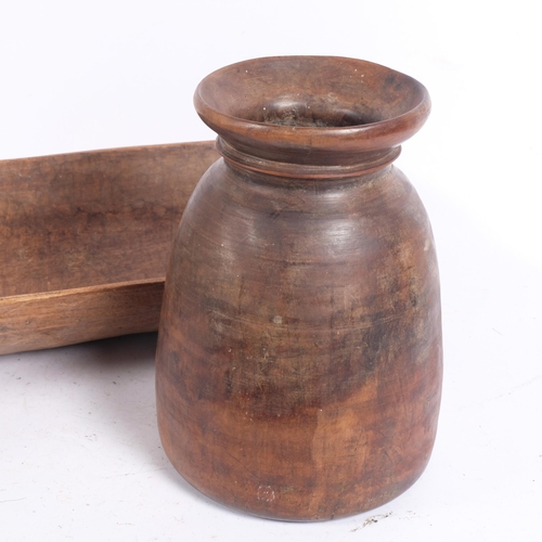 229 - An African turned wood bowl, and a rectangular wood tray