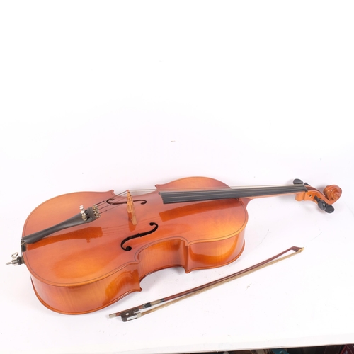 247 - A half-sized cello, no identifiable labels or serial numbers, back length 65.5cm, with associated bo... 