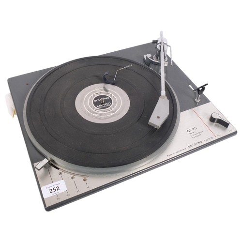 252 - A Goldring Lenco GL75 stereo transcription turntable, manufactured in Switzerland, turntable only, n... 