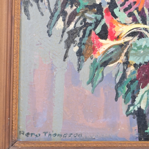 314 - R (Reno?) Thompson, an oil on board, still life study flowers in vase, signed bottom left-hand corne... 