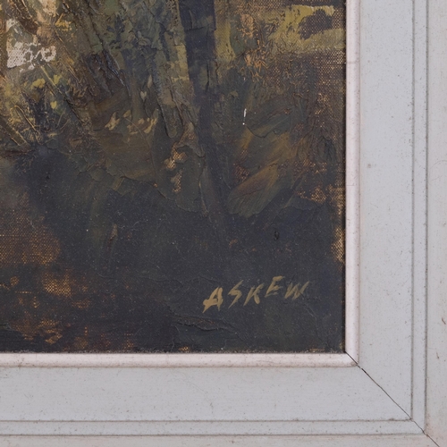 320 - Victor Askew, oil on canvas, pond in Hertford, signed bottom right, dated verso 1972 (handwritten in... 