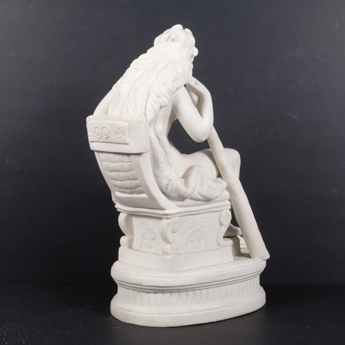 377 - A Classical Parian Ware figure, depicting a nude lady with staff, H38cm,