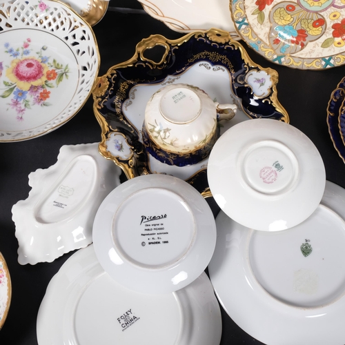 385 - Victorian and other porcelain decorative plates, cabinet cup and saucer, jug, etc