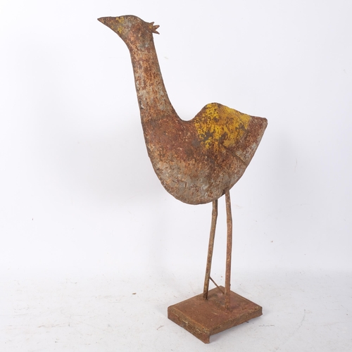 392 - A painted metal sculpture of a bird, H57cm