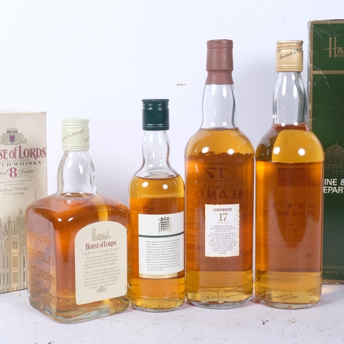 399 - A boxed Harrods Scotch Whisky, House Of Commons and House Of Lords Whisky, and a St Michael 17 year ... 