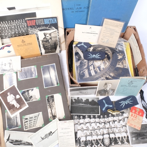 406 - A collection of RAF aircraft memorabilia, badges, buttons, an Army book, an application letter to jo... 