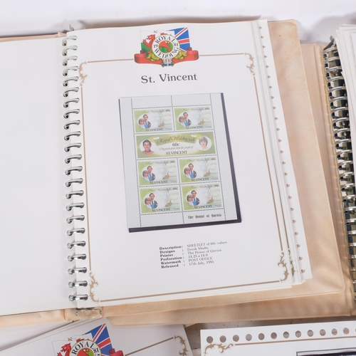 419 - Prince Charles and Lady Diana wedding album, pre-decimal stamps, and a Vintage world stamp album