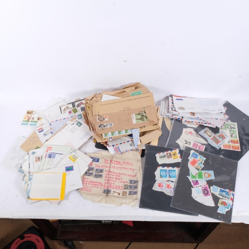 424 - A boxful of airmail letter stamps, world postage stamps, etc