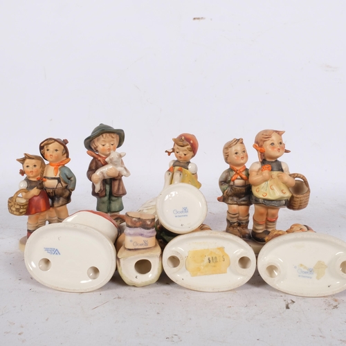 442 - A group of 9 Goebels Hummel children figures, including the goose girl, H10cm