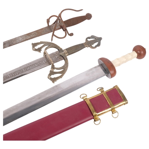 541 - A reproduction broad sword, Cavalry sword, and another (3)