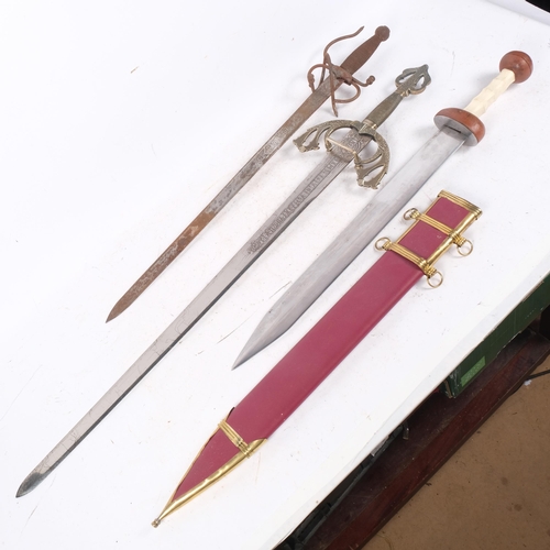 541 - A reproduction broad sword, Cavalry sword, and another (3)