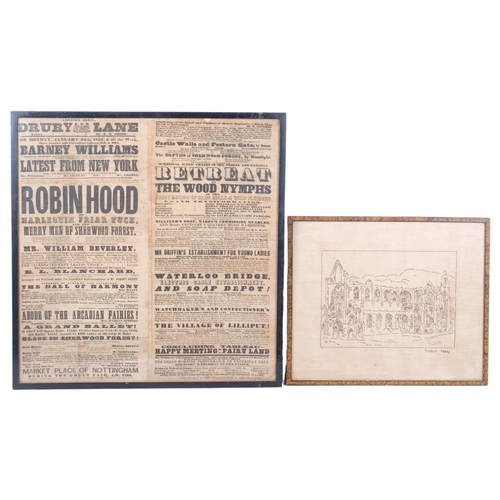 548 - A framed Theatre Royal Drury Lane poster dated January 24th 1859, advertising Robin Hood, framed, 51... 