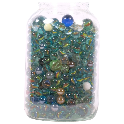 552 - A jar of Vintage glass marbles