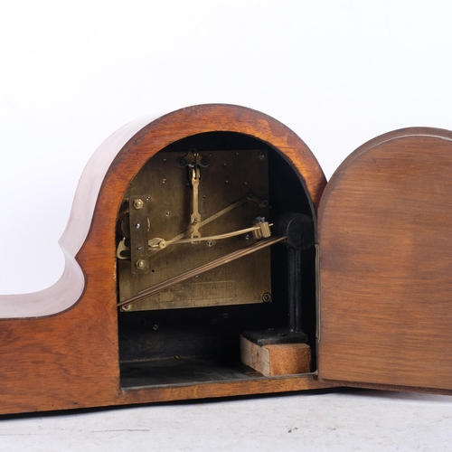 583 - An Enfield Art Deco walnut-cased 3-train mantel clock, H23.5cm