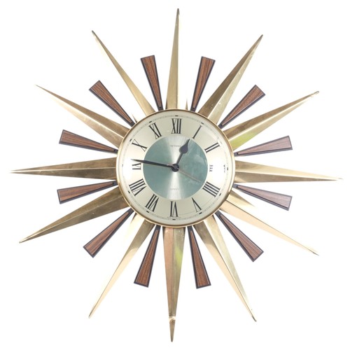 341A - A Vintage mid-century Metamec Sunburst wall clock, diameter approx 60cm