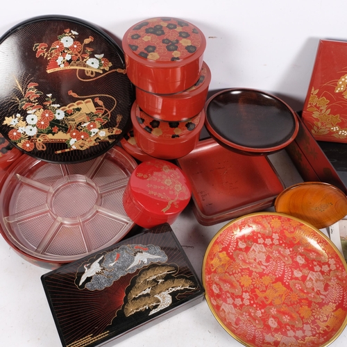 609 - Japanese lacquered boxes, dishes, etc