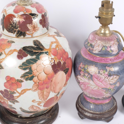 628 - 4 Oriental porcelain table lamps, tallest 42cm