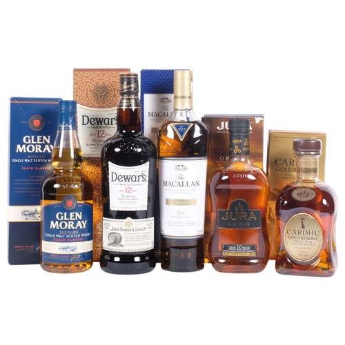 644 - 4 boxed Scottish Single Malt Whiskys, including Macallan, and a boxed Dewars Whisky