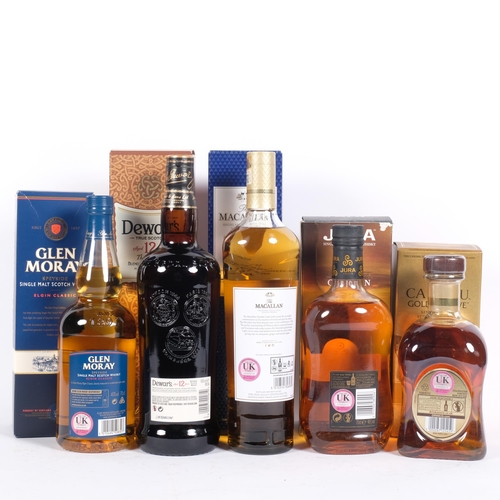 644 - 4 boxed Scottish Single Malt Whiskys, including Macallan, and a boxed Dewars Whisky