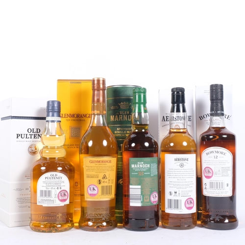 646 - 5 boxed Scottish Single Malt Whiskys, including Aerstone, and Old Pulteney