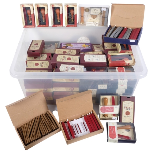 649 - A large quantity of boxed seals and sealing gun wax