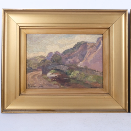 667 - M Dawson, pair of oils on board, Scottish views - Esk Musselburgh, and Blackford Hills, gilt-framed,... 