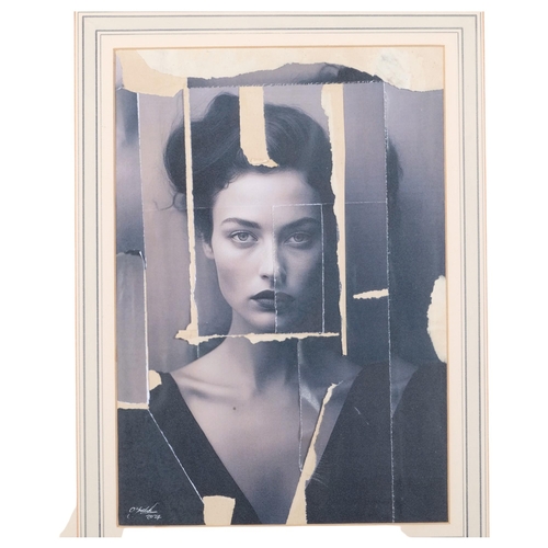 671 - Clive Fredriksson, collage portrait of a young lady, in glazed frame, 52cm x 41cm overall