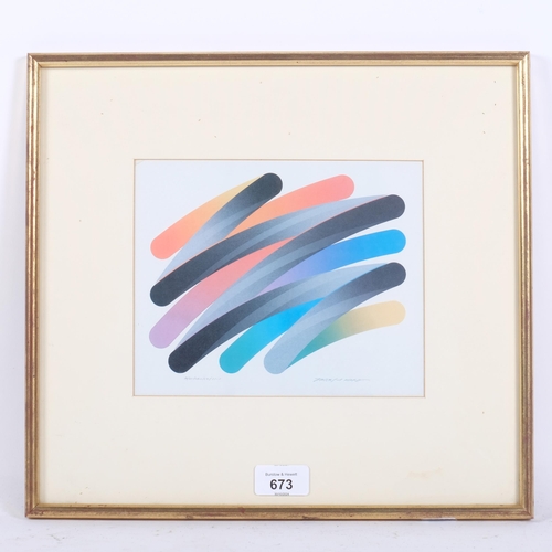 673 - Takeshi Hara, b.Tagoya 1942 (Japanese), a limited edition print titled Strokes, 1985, in glazed fram... 