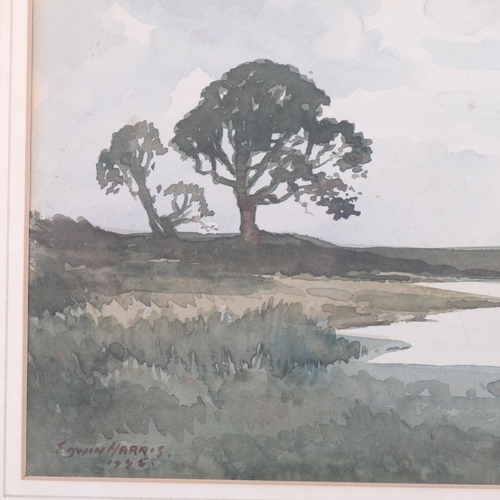 675 - Edwin Lawson James Harris (1891 - 1961), watercolour, landscape with trees and pond, framed, 42cm x ... 