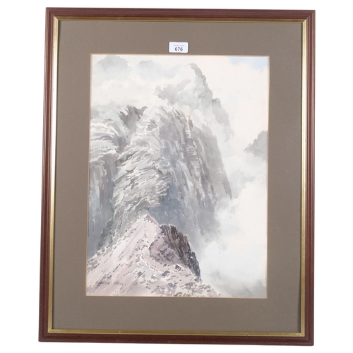 676 - Edwin Grieg Hall (1929 - 2017), Scafell Pike, watercolour, 49cm x 36cm, framed