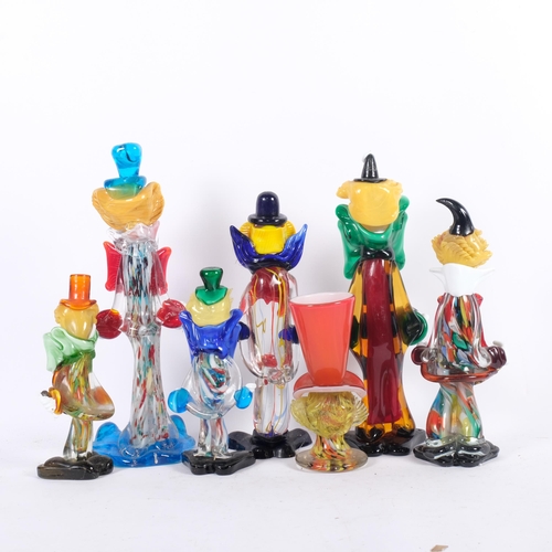 697 - A group of Murano glass hand-blown clowns, various sizes and designs, largest height 37cm (7)