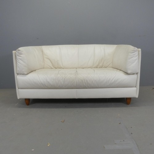 2666 - LIGNE ROSET - A contemporary white leather upholstered two-seater sofa. Overall width 145cm, height ... 