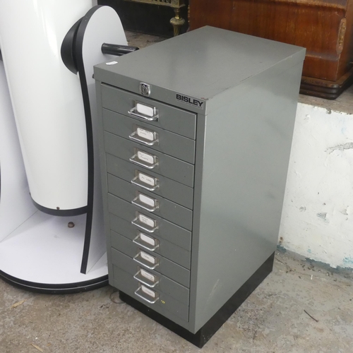 2649 - BISLEY - A 10-drawer filing cabinet. Width 28cm, height 68cm, depth 43cm.