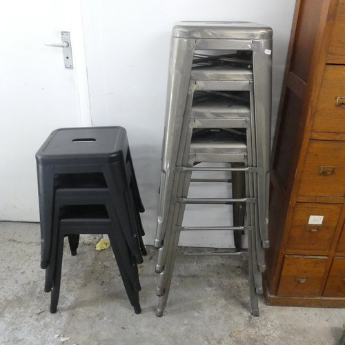 2656 - Seven industrial Tolix style stacking stools.