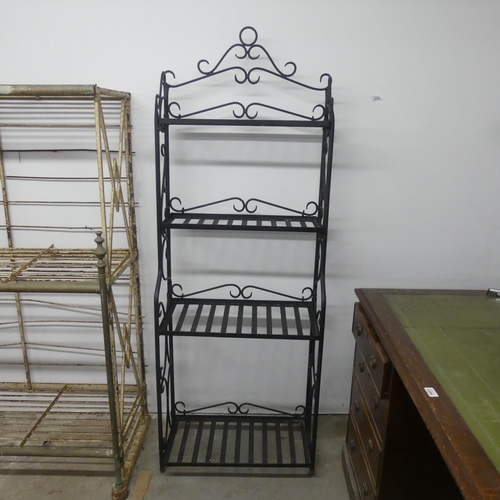 2661 - A modern painted metal four-tier plant rack. Width 60cm, height 165cm, depth 32cm.