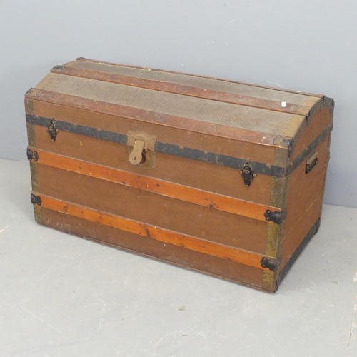 2678 - A Victorian dome top trunk. Width 91cm, height 54cm, depth 49cm.