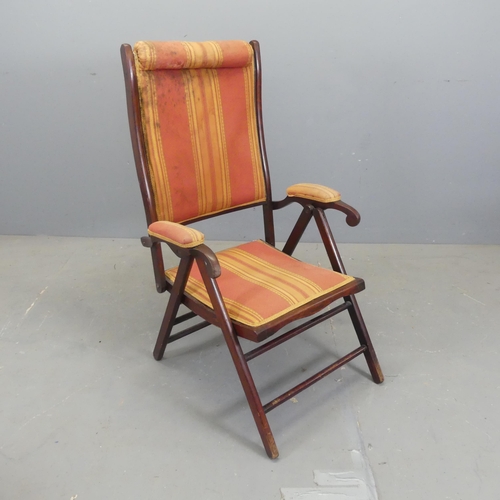 2688 - A mahogany and upholstered folding campaign style chair.