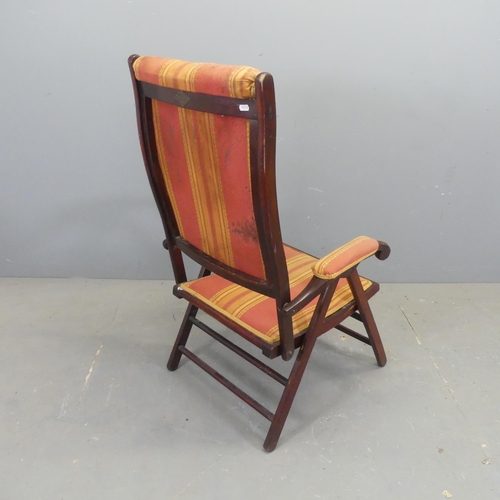 2688 - A mahogany and upholstered folding campaign style chair.