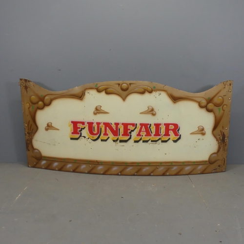 2704 - A painted metal Funfair sign. Width 172cm, height 77cm.