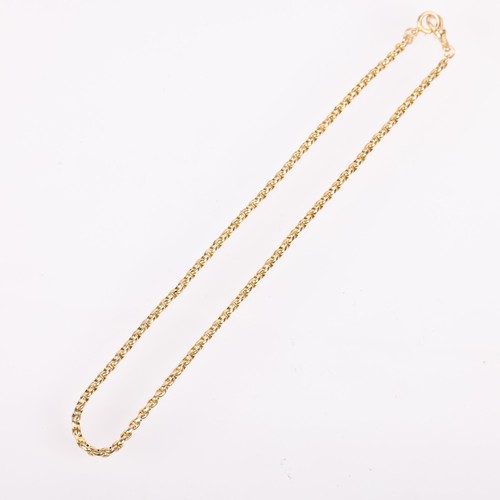 1235 - An Antique 9ct gold faceted belcher link chain necklace, with 9ct dog clip and bolt clasp, 40cm, 15.... 