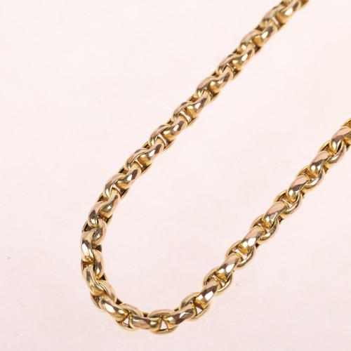 1235 - An Antique 9ct gold faceted belcher link chain necklace, with 9ct dog clip and bolt clasp, 40cm, 15.... 