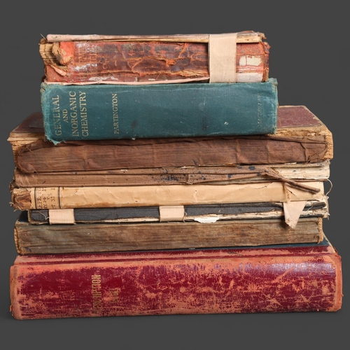 3052 - A group of part leather bound bound Chemist prescription books, entries in the books date to the 193... 