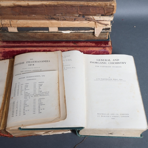 3052 - A group of part leather bound bound Chemist prescription books, entries in the books date to the 193... 