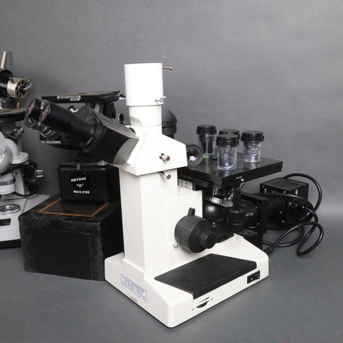 3071 - A group of vintage microscopes including, A G Trust microscope, inverted laboratory microscope with ... 